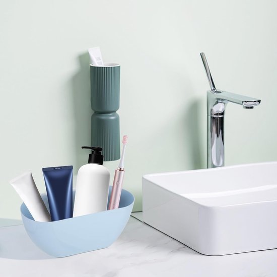 Wall Mounted Waste Bins Pack Of 2 Kitchen Hanging Storage Boxes White And Blue Rubbish Bins