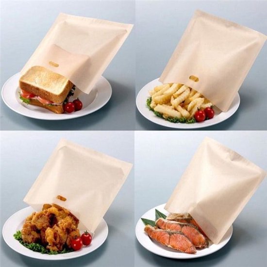 Toaster Bags Reusable Heat Resistant Non Stick For Baking Cheese And Snacks 16.5 X Cm Pack Of 10 Food Storage Bags