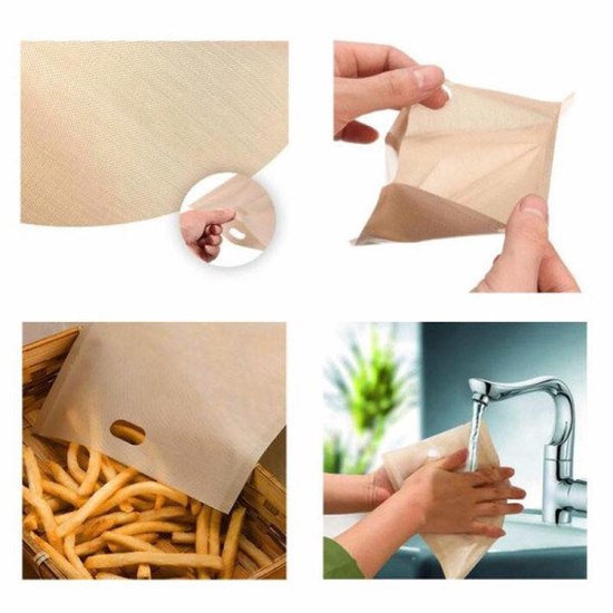 Toaster Bags Reusable Heat Resistant Non Stick For Baking Cheese And Snacks 16.5 X Cm Pack Of 10 Food Storage Bags