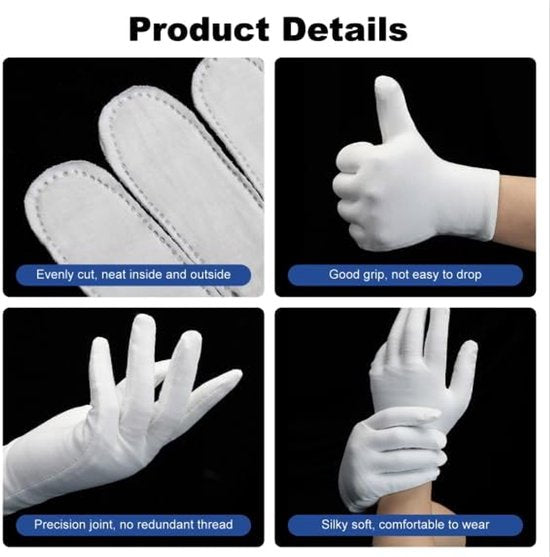 Gloves 4 Pairs White Cotton Suitable For Dry Hands Can Be Worn While Sleeping High Quality Unisex With Rounded Corners Gloves & Mittens