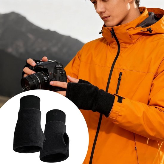 Black Half Finger Winter Gloves For Commuting Office Driving Gloves & Mittens