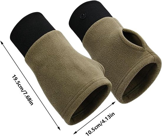 Green Half Finger Fleece Gloves For Commuting Office Driving Gloves & Mittens