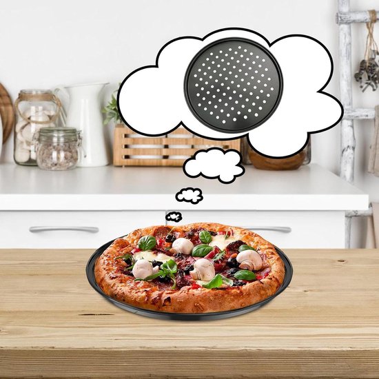 Pizza Baking Tins 2 Pieces Non Stick Made Of Stainless Steel Trays For Home Kitchen Camping And Barbecue Round 24 Cm 26 Baking Trays