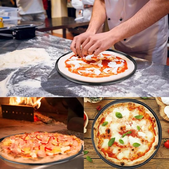 Pizza Baking Tins 2 Pieces Non Stick Made Of Stainless Steel Trays For Home Kitchen Camping And Barbecue Round 24 Cm 26 Baking Trays