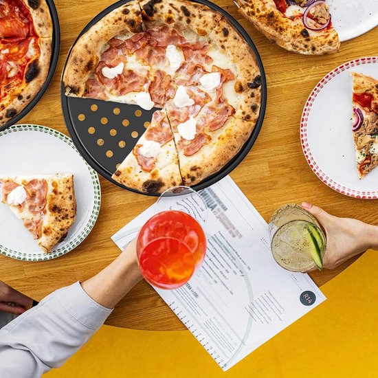 Pizza Baking Tins 2 Pieces Non Stick Made Of Stainless Steel Trays For Home Kitchen Camping And Barbecue Round 24 Cm 26 Baking Trays