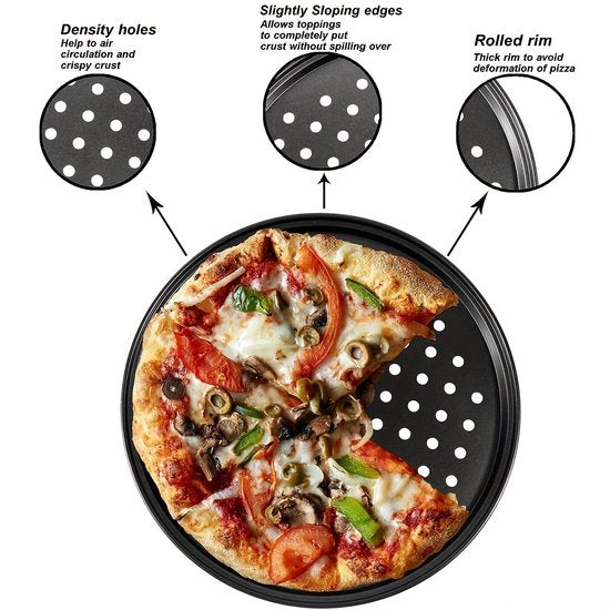 Pizza Baking Tins Set Of 2 Stainless Steel With Non Stick Coating Suitable For Home Kitchen Camping And Barbecue Round 28 Cm 32 Cake Tins