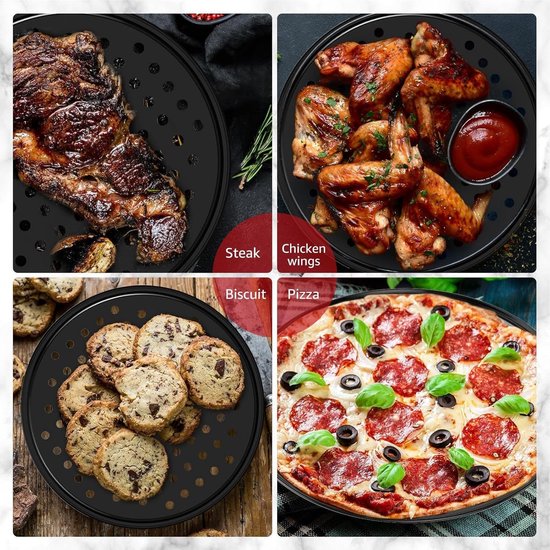 Pizza Baking Tins Set Of 2 Stainless Steel With Non Stick Coating Suitable For Home Kitchen Camping And Barbecue Round 28 Cm 32 Cake Tins