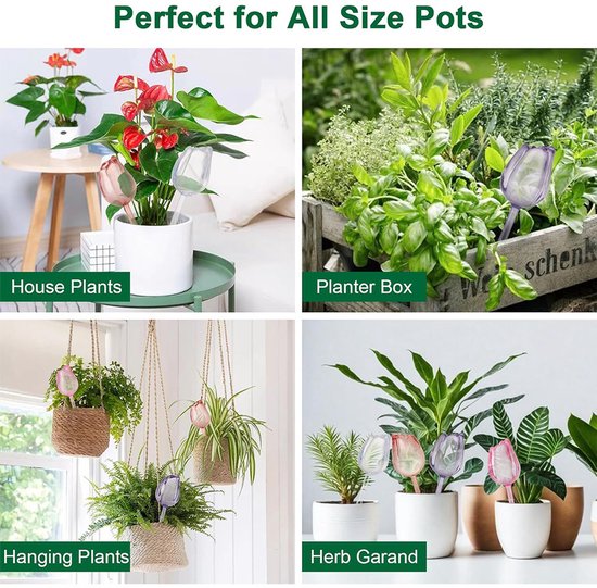Automatic Watering Balls 4 Pieces Tulip Shaped Plant Waterers Plastic Suitable For Indoor And Outdoor Plants Self Watering Aids