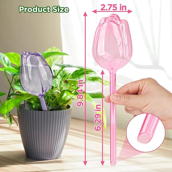 Automatic Watering Balls 4 Pieces Tulip Shaped Plant Waterers Plastic Suitable For Indoor And Outdoor Plants Self Watering Aids