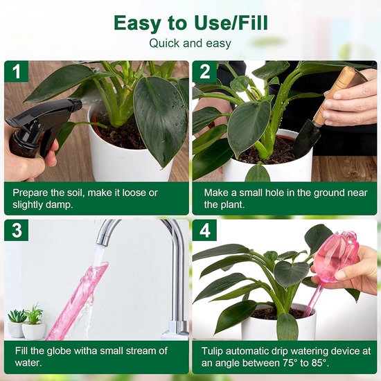 Automatic Watering Balls 4 Pieces Tulip Shaped Plant Waterers Plastic Suitable For Indoor And Outdoor Plants Self Watering Aids