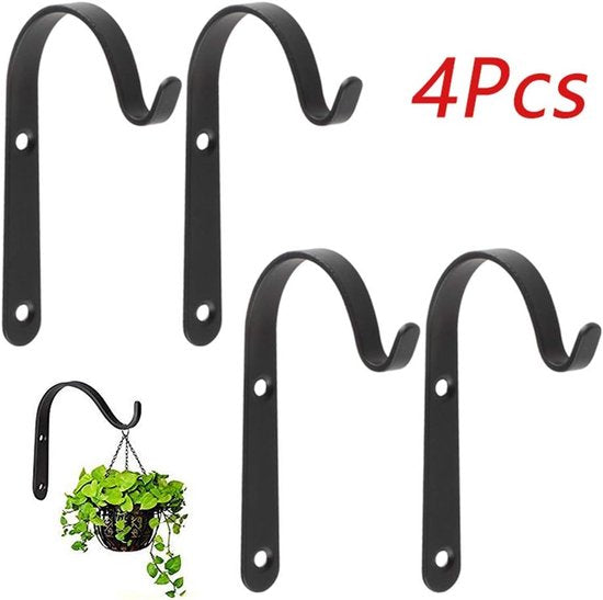 Set Of 4 Black Hanging Hooks For Indoor/Outdoor Use Hooks & Hangers