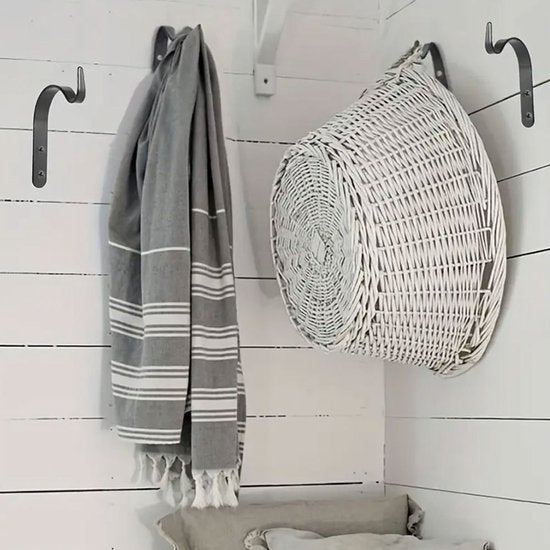 Set Of 4 Black Hanging Hooks For Indoor/Outdoor Use Hooks & Hangers
