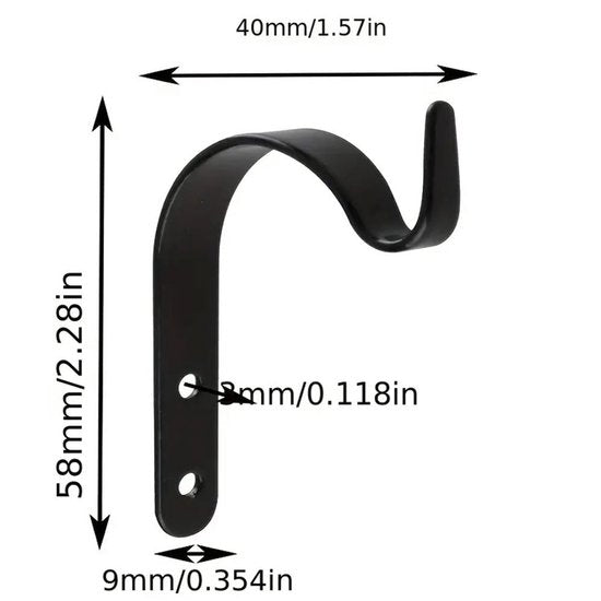 Set Of 4 Black Hanging Hooks For Indoor/Outdoor Use Hooks & Hangers
