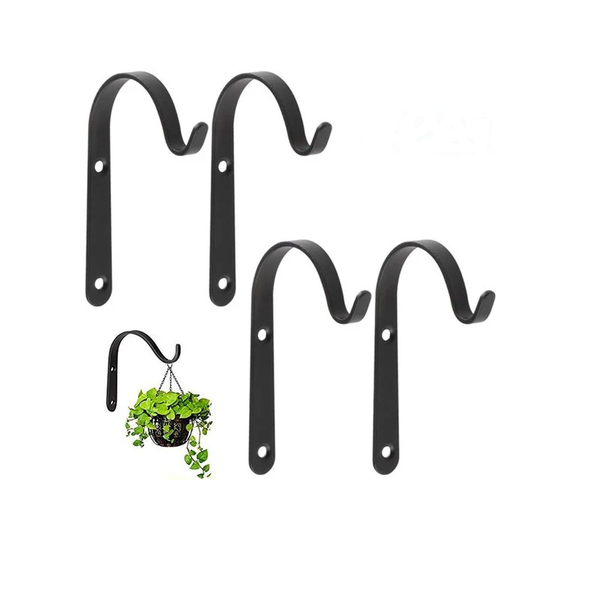 Set Of 4 Black Hanging Hooks For Indoor/Outdoor Use Hooks & Hangers