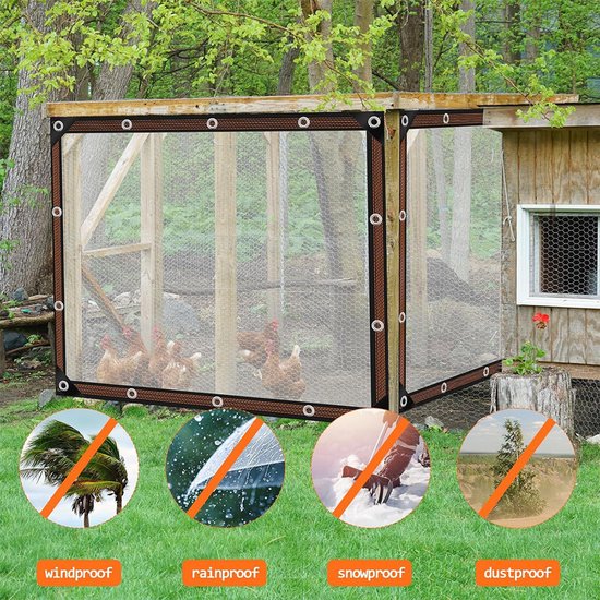 Transparent Tarpaulin With Eyelets Outdoor Waterproof Woven Canvas Awning Durable Weatherproof Multifunctional 1 X 3M Tarps