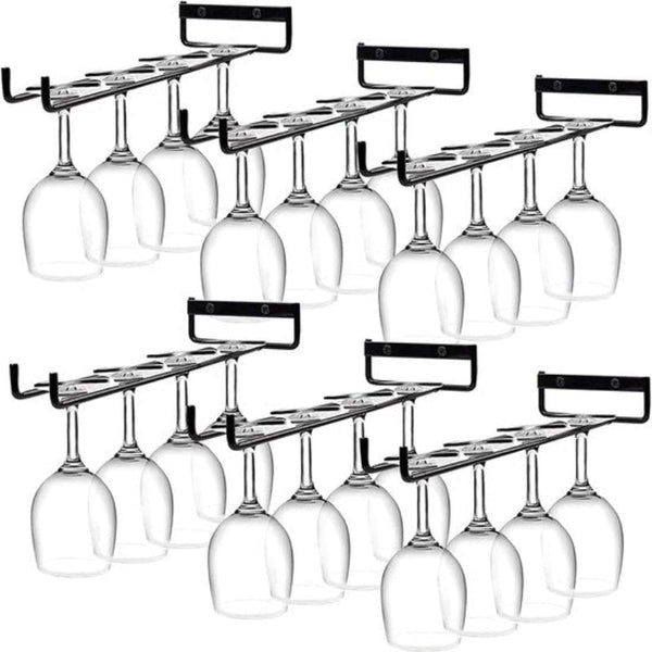 Hanging Wine Glass Rack Set Of Six Black Racks