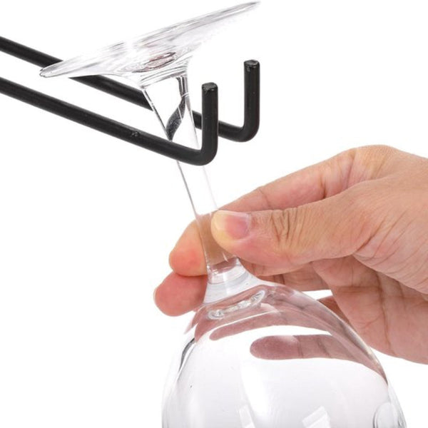 Hanging Wine Glass Rack Set Of Six Black Racks