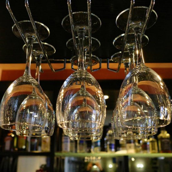 Hanging Wine Glass Rack Set Of Six Black Racks