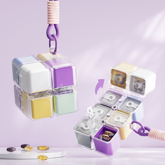 Medicine Box 7 Day Weekly Pill Portable For Travel Easy To Open 8 Compartments Storing Vitamins And Medicines Color Pill Boxes