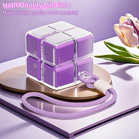 Medicine Box 7 Day Weekly Pill Portable For Travel Easy To Open 8 Compartments Storing Vitamins And Medicines Purple Pill Boxes