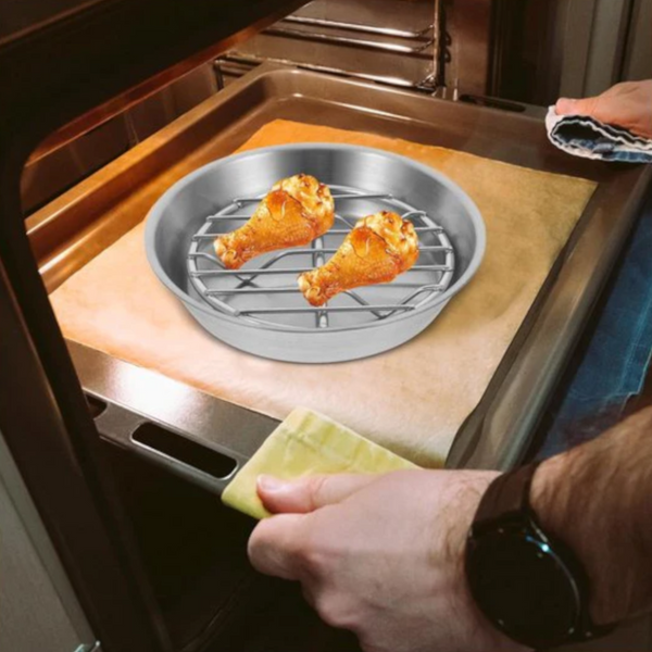 12Cm Stainless Steel Air Fryer Baking Tray With Removable Rack Air Fryer Accessories