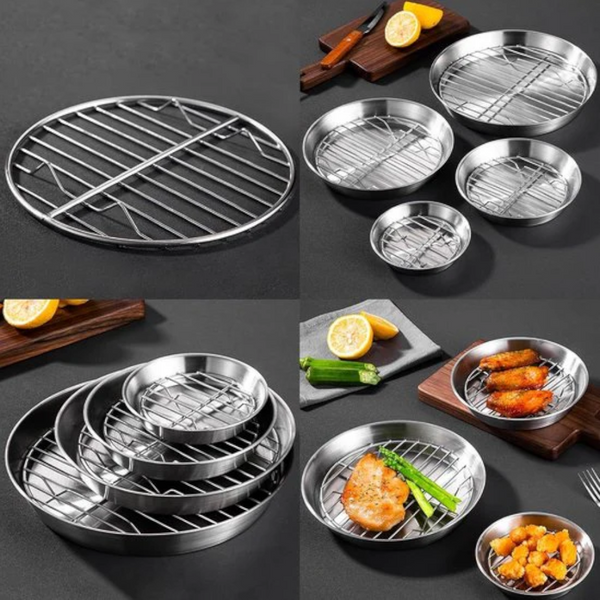 Air Fryer Baking Tray With Rack 304 Stainless Steel 20 Cm Air Fryer Accessories