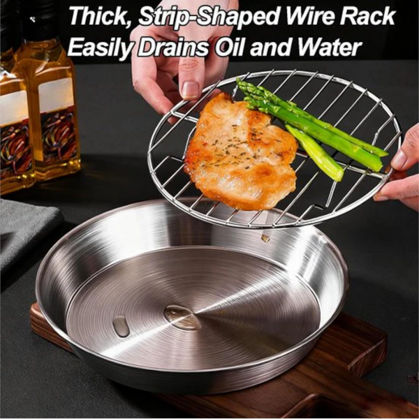 Air Fryer Baking Tray With Rack 304 Stainless Steel 25 Cm Air Fryer Accessories