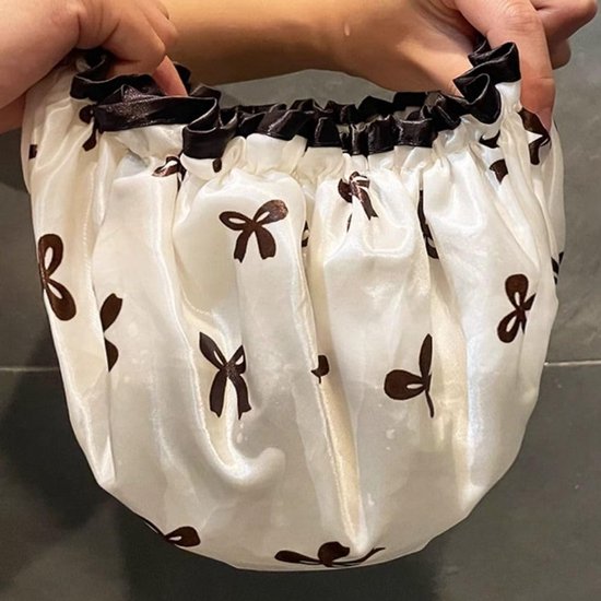 Double Layer Waterproof Shower Cap For Women & Girls A Reusable Elastic Comfortable With Print (Pink) Other Shower & Bath Accessories