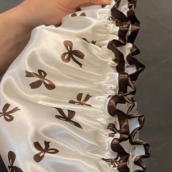 Double Layer Waterproof Shower Cap For Women & Girls A Reusable Elastic Comfortable With Print (White) Other Shower & Bath Accessories