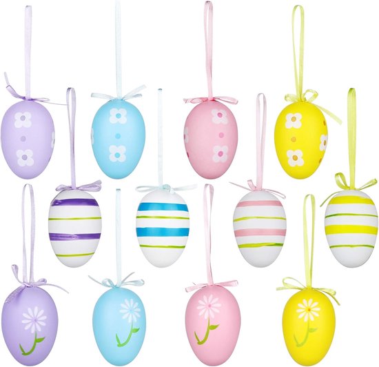 24 Pcs Easter Decoration Colourful Eggs To Hang Perfect For Tree Basket Table And Party Seasonal Decorations