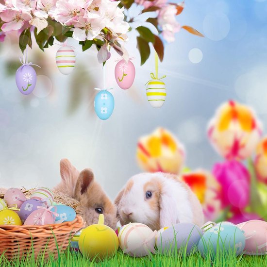 24 Pcs Easter Decoration Colourful Eggs To Hang Perfect For Tree Basket Table And Party Seasonal Decorations
