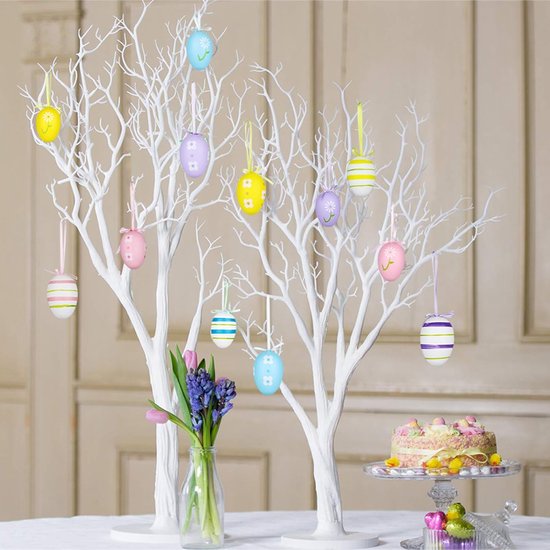 24 Pcs Easter Decoration Colourful Eggs To Hang Perfect For Tree Basket Table And Party Seasonal Decorations