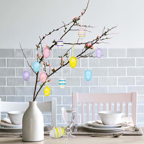 24 Pcs Easter Decoration Colourful Eggs To Hang Perfect For Tree Basket Table And Party Seasonal Decorations