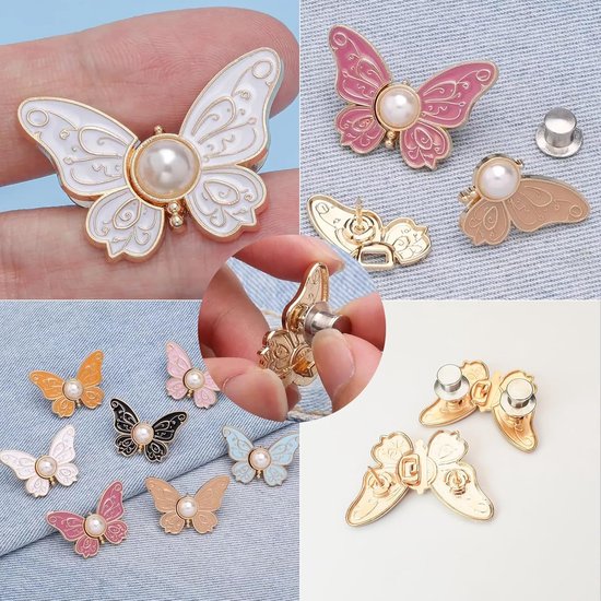 8 Pack Butterfly Waistband Adjuster Clips Jeans Button Tighteners No Sewing Other Sewing