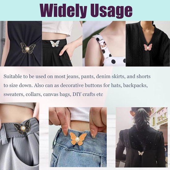 8 Pack Butterfly Waistband Adjuster Clips Jeans Button Tighteners No Sewing Other Sewing