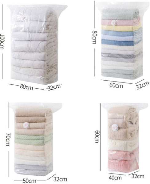 4 Piece Clothing Vacuum Seal For Clothes & Bedding Storage Bags