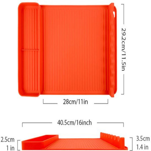 Silicone Bbq Grill Mat 8 Slot With Drip Tray Heat Resistant And Dishwasher Safe 40X27 Cm Orange Barbecue Accessories