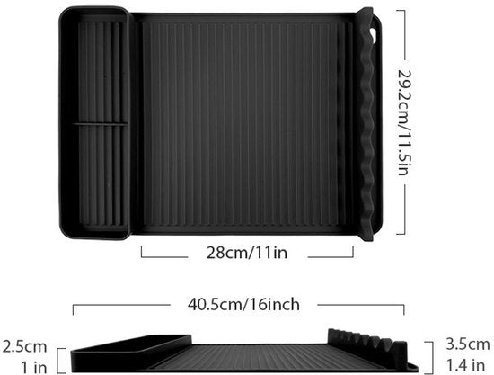 Silicone Bbq Grill Mat With Drip Tray Heat Resistant 8 Slots Black 40X27cm Barbecue Accessories