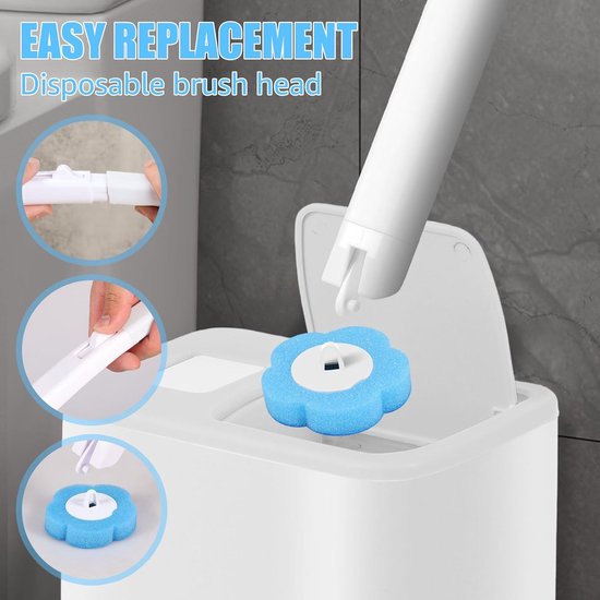 36 Pack Toilet Brush Replacement Heads With Cleaning Solution & Ocean Fragrance Toilet Brushes & Holders