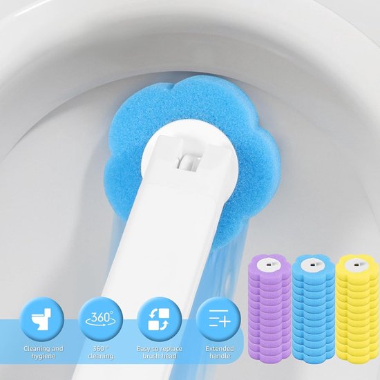 36 Pack Toilet Brush Replacement Heads With Cleaning Solution & Ocean Fragrance Toilet Brushes & Holders