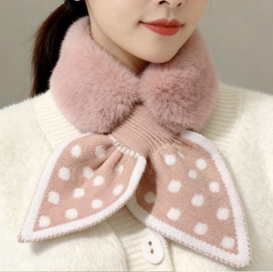 Warm Scarf For Autumn And Winter Soft Comfortable Women's With Dotted Pattern Fashionable Versatile Everyday Usei Pink Scarves & Wraps