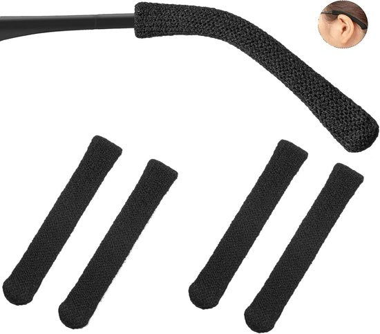 2 Pairs Black Soft Knitted Cotton Anti Slip Ear Cushions For Glasses Eyeglass Cleaning Tools & Supplies