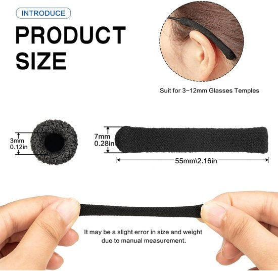 2 Pairs Black Soft Knitted Cotton Anti Slip Ear Cushions For Glasses Eyeglass Cleaning Tools & Supplies
