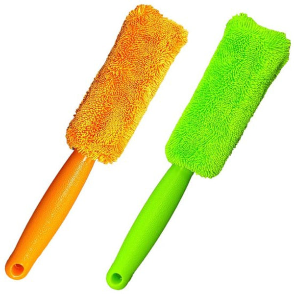 Brushes Set Of 2 Soft Microfiber Metal Free Car Rim And Wheel Scratch Tire For Cleaning Wheels Universal Accessory Washing Tires (Orange Green) Other