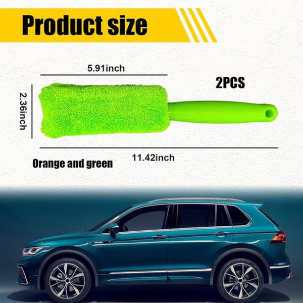 Brushes Set Of 2 Soft Microfiber Metal Free Car Rim And Wheel Scratch Tire For Cleaning Wheels Universal Accessory Washing Tires (Orange Green) Other