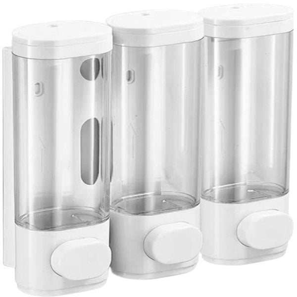 3 Wall Mounted Soap Dispensers No Drilling Required Drip Proof For Gel Shampoo And Lotion White Soap Dishes & Dispensers
