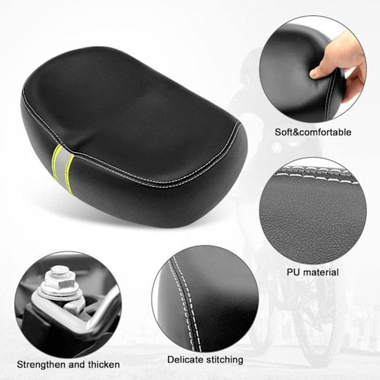 Comfortable Wide Bicycle Saddle With Memory Foam & Reflective Tape Saddles & Seats