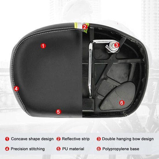 Comfortable Wide Bicycle Saddle With Memory Foam & Reflective Tape Saddles & Seats