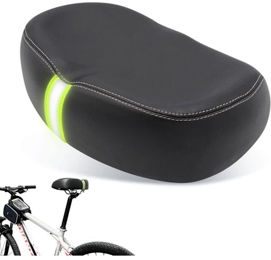 Comfortable Wide Bicycle Saddle With Memory Foam & Reflective Tape Saddles & Seats