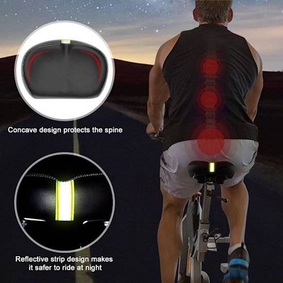 Comfortable Wide Bicycle Saddle With Memory Foam & Reflective Tape Saddles & Seats